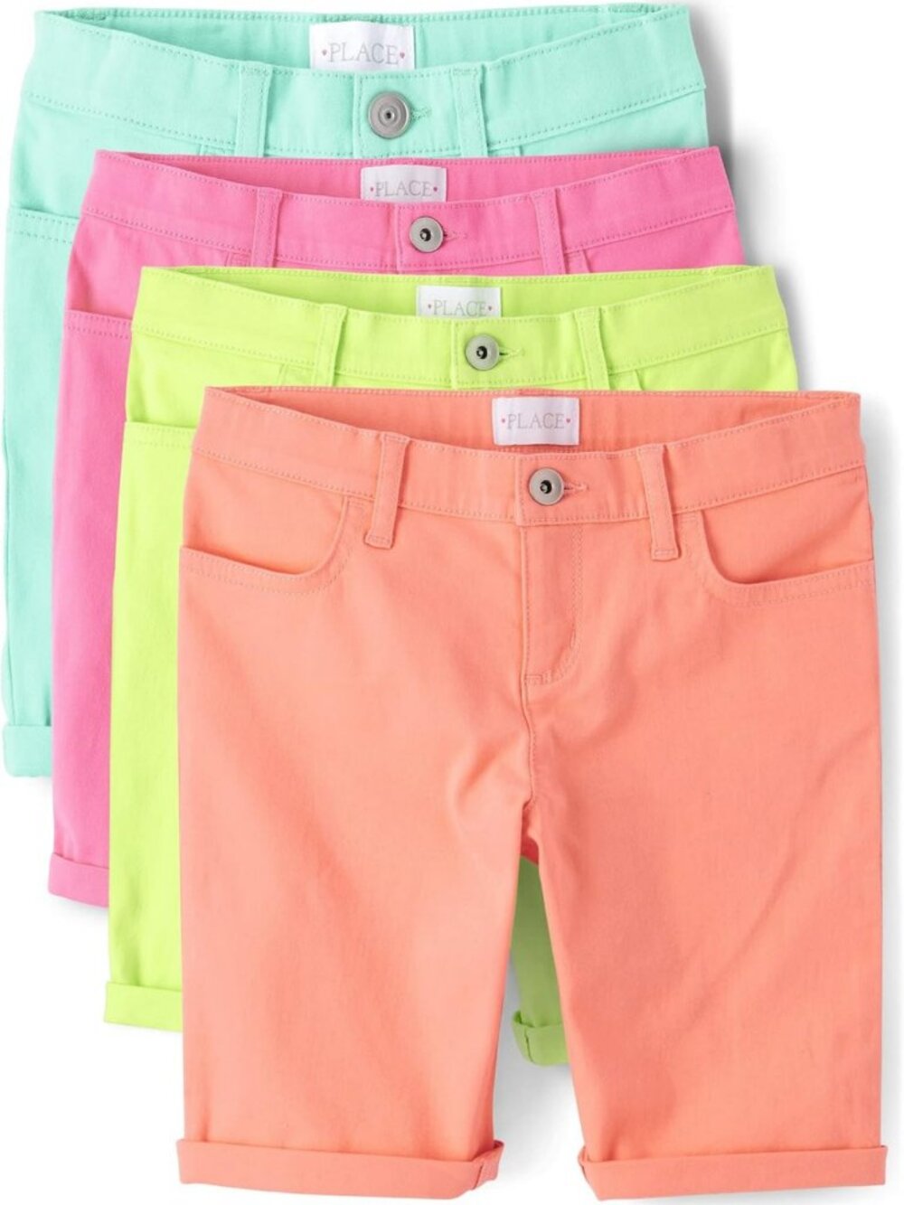 Girls' Roll Cuff Twill Skimmer Shorts - Casual Summer Style, Comfortable Fit